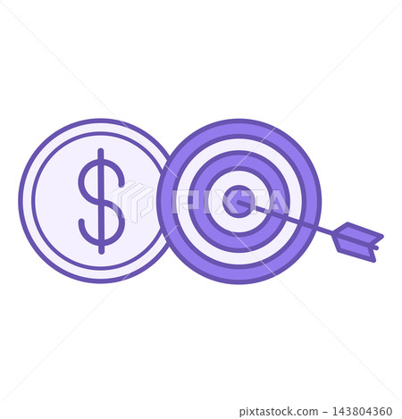 Color Financial Goals Icon. Vector Illustration. Arrow in Target and Dollar Coin. Stock Market Concept Color Financial Goals Icon. Vector Illustration. Arrow in Target and Dollar Coin. Stock Market Concept 143804360