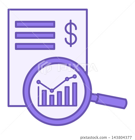 Colored Analysis Icon. Vector Illustration. Magnifying Glass Enlarges Chart. Stock Market Valuation, Stock and Securities Analysis Colored Analysis Icon. Vector Illustration. Magnifying Glass Enlarges Chart. Stock Market Valuation, Stock and Securities Analysis 143804377