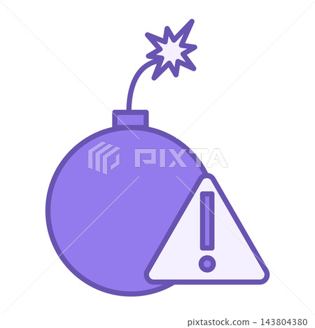 Colored Risk Icon. Vector Illustration. Bomb with Burning Fuse and Danger Sign. Risk in Business. Stock Market Concept Colored Risk Icon. Vector Illustration. Bomb with Burning Fuse and Danger Sign. Risk in Business. Stock Market Concept 143804380