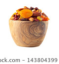 Assorted nuts and dried fruits isolated on a white background. 143804399