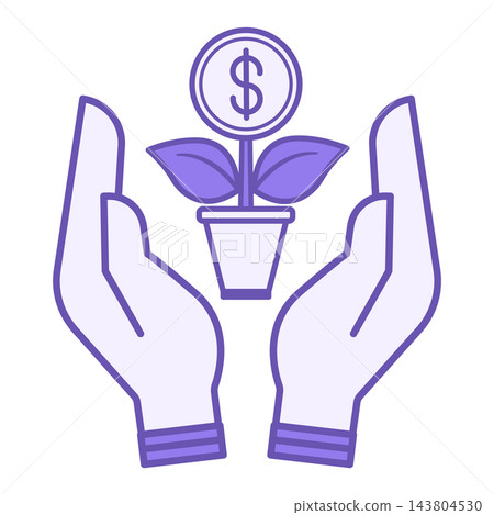 Holding Stocks Color Icon. Vector Illustration. Hands and Money Flower. Stock Market Concept Holding Stocks Color Icon. Vector Illustration. Hands and Money Flower. Stock Market Concept 143804530