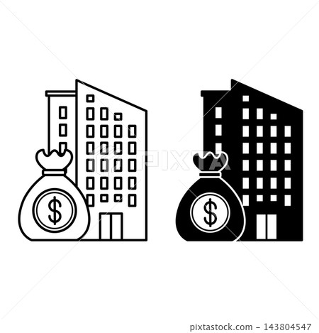 Company Icons. Black and White Vector Illustrations. Trading Enterprise, Firm. Business Company. Stock Market Concept 143804547