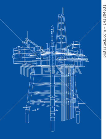 oil rig blueprint illustration. Vector 143804631