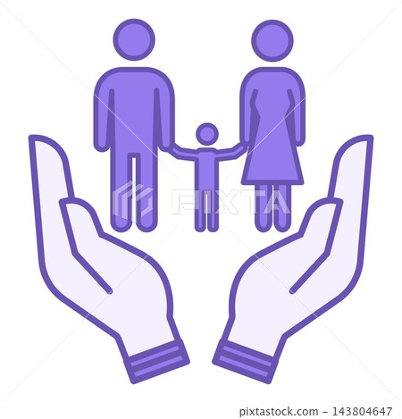 Social Services Color Icon. Vector Illustration. Hands and Family. Mom, Dad, and Child. Helping People. Society Sector Concept Social Services Color Icon. Vector Illustration. Hands and Family. Mom, Dad, and Child. Helping People. Society Sector Concept 143804647