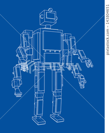 Humanoid Robot Blueprint Illustration. Vector Humanoid Robot Blueprint Illustration. Vector 143804651
