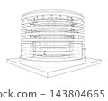 Cylindrical wireframe industrial structure. Vector 143804665