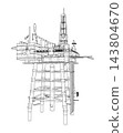 oil drilling rig wireframe illustration. Vector 143804670