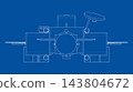 Space Station Blueprint Line Drawing. Vector 143804672