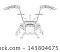 Mechanical drone technical line drawing. Vector 143804675