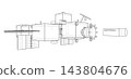 Space station technical line illustration. Vector 143804676