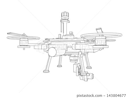 drone wireframe illustration. Vector drone wireframe illustration. Vector 143804677