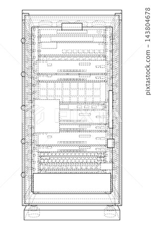 Server rack cabinet technical line drawing. Vector Server rack cabinet technical line drawing. Vector 143804678