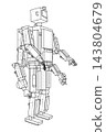 Four armed robot technical line drawing. Vector 143804679
