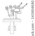 Surgical robot line drawing. Vector 143804680