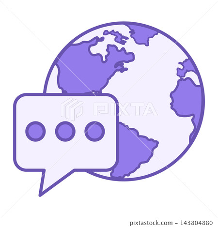 Colored Language Icon. Vector Illustration. Speech Bubble And Globe. Human Communication. Speaking Concept Colored Language Icon. Vector Illustration. Speech Bubble And Globe. Human Communication. Speaking Concept 143804880