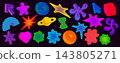 Y2k neon stickers with stars and pixelated shapes 143805271