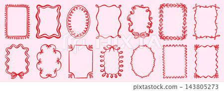Hand-drawn wavy frames and whimsical borders Hand-drawn wavy frames and whimsical borders 143805273