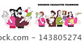 Vector team collaboration scenes for presentations 143805274