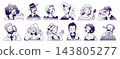 Halftone monochrome fun user avatar collection. 143805277