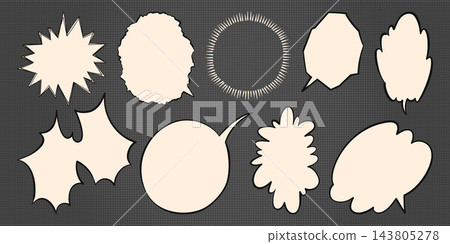 Pop art speech bubbles set on halftone background Pop art speech bubbles set on halftone background 143805278