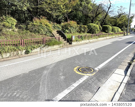 在道路景觀中,當地基礎設施與自然綠化和諧共存。 在道路景觀中,當地基礎設施與自然綠化和諧共存。 143805520
