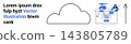 Cloud technology, online shopping, e-commerce, data storage, digital collaboration, remote access. ion of cloud symbol and shopping cart with users. Cloud technology and online shopping concept 143805789