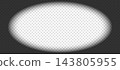 Black overlay vignette with gradient shadow on transparent background. 143805955