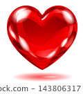 Glossy bright red heart shape. 143806317