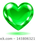 Translucent shiny green heart symbol. 143806321