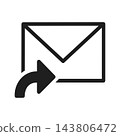 Email forwarding icon, simple, black. 143806472