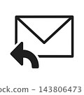 Reply icon, email reply, simple, black 143806473