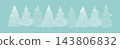 A line of fir trees white Christmas trees. Not AI. Vector illustration 143806832