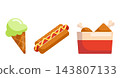 Fast food set with ice cream, hot dog and fried chicken vector illustration 143807133