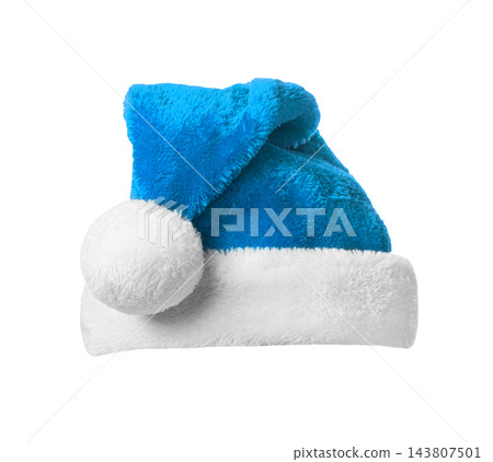 Santa Claus blue hat isolated on white background Santa Claus blue hat isolated on white background 143807501