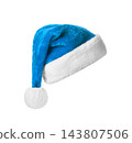Santa Claus blue hat isolated on white background 143807506
