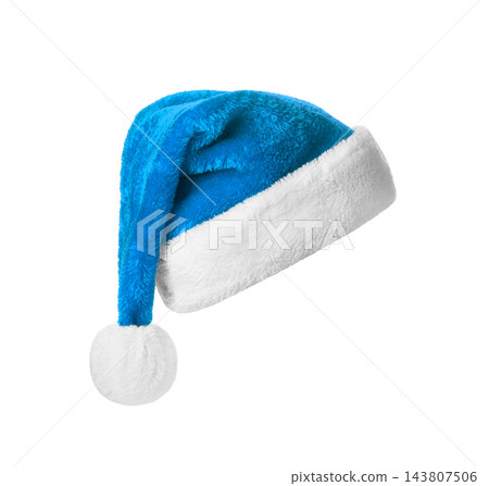 Santa Claus blue hat isolated on white background 143807506