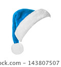 Santa Claus blue hat isolated on white background 143807507