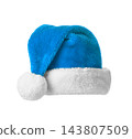 Santa Claus blue hat isolated on white background 143807509