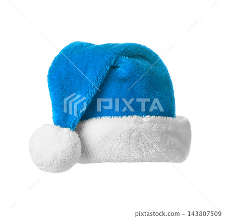 Santa Claus blue hat isolated on white background 143807509