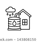 連接到房屋的雨水收集罐（單色圖示） 143808150