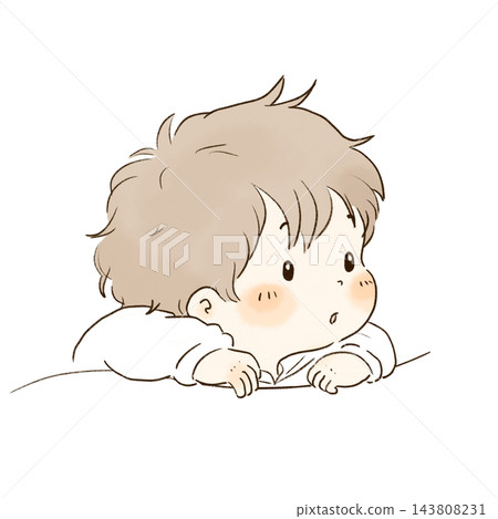 A hand-drawn illustration of a toddler staring intently to the side with a curious expression. A hand-drawn illustration of a toddler staring intently to the side with a curious expression. 143808231