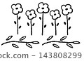 簡單的手繪線條花卉插圖 143808299