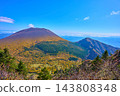View of Mount Asama (Maekakeyama) and Kengamine from Kurofuyama on the outer rim of Mount Asama in Komoro City, Nagano Prefecture in autumn. 143808348