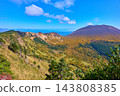View of Mount Asama (Maekakeyama) and the direction of Jagotake from Kurofuyama, part of the outer rim of Mount Asama in Komoro City, Nagano Prefecture, in autumn. 143808385