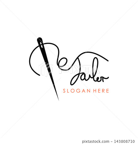 Tailor design concept a needle and thread in an abstract style illustration symbol template. Tailor design concept a needle and thread in an abstract style illustration symbol template. 143808710