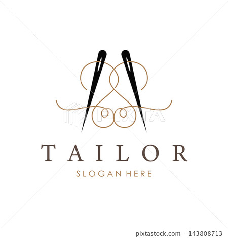 Tailor design concept a needle and thread in an abstract style illustration symbol template. Tailor design concept a needle and thread in an abstract style illustration symbol template. 143808713