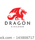 Illustration creative mythical dragon silhouettes flat design 143808717