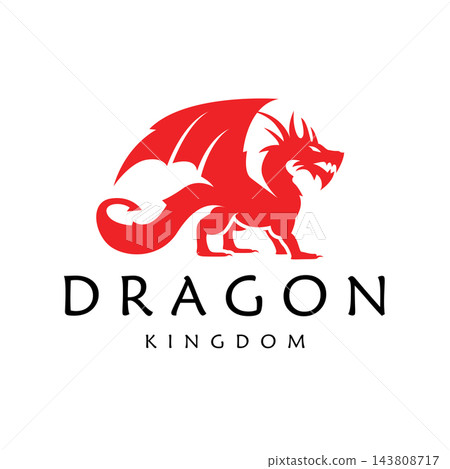 Illustration creative mythical dragon silhouettes flat design 143808717