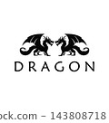 Illustration creative mythical dragon silhouettes flat design 143808718