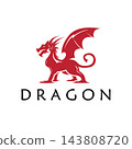 Illustration creative mythical dragon silhouettes flat design 143808720